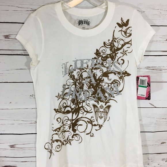 Blac Label Pink Tops - Blac Label PINK Short Sleeve T-Shirt Logo Graphics